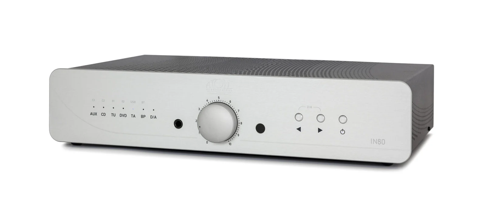 Atoll IN80 Signature zilver versterker ingangen: 5x analoog, Uitgangen: 2x pre-out, 1x tape