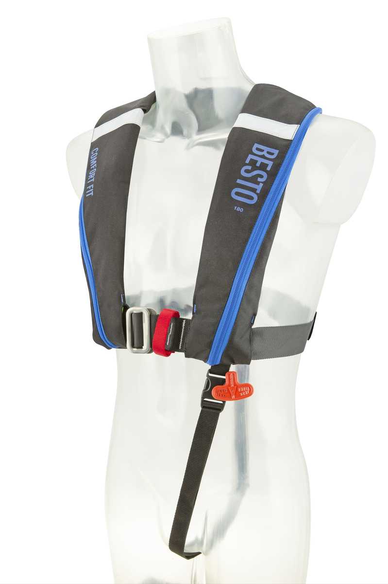 Besto Comfort fit 180N MH automatisch reddingsvest met harnas zwart/blauw - Image 3