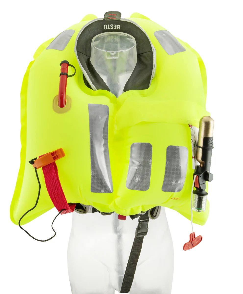 Besto Comfort fit 180N MH automatisch reddingsvest met harnas zwart/roze - Image 5