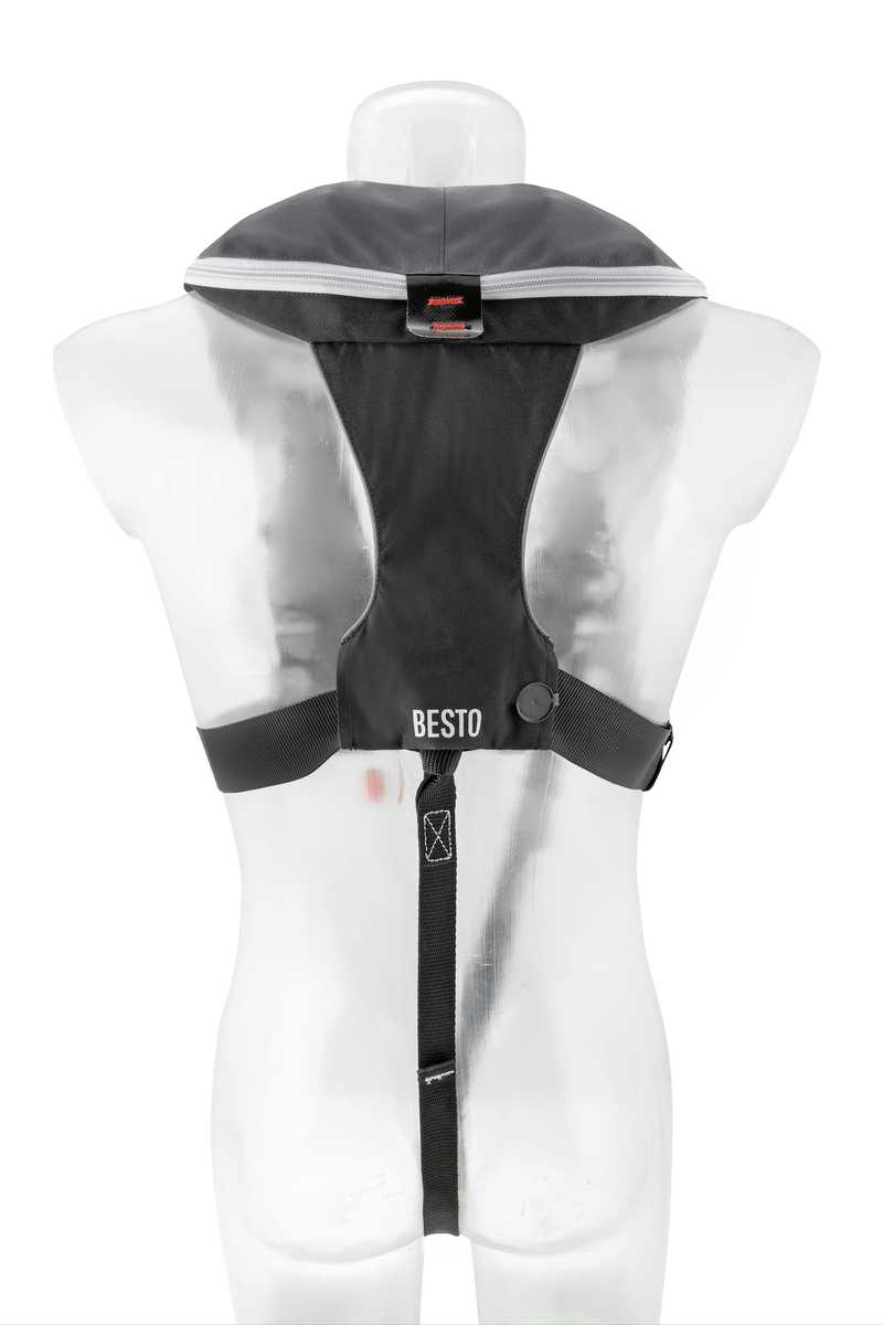 Besto comfort fit Pro 300N MH automatisch reddingsvest met harnas antraciet/zwart - Image 3