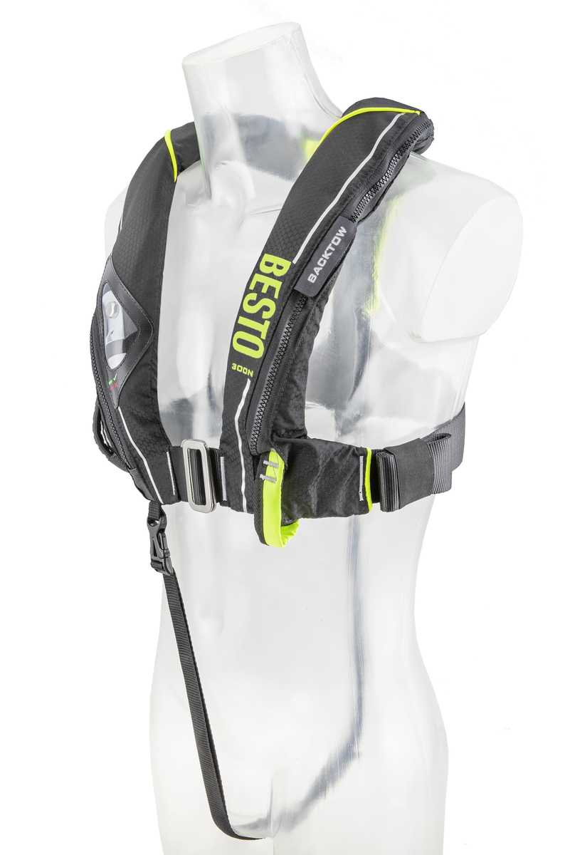 Besto Ultimate Backtow 300N MH automatisch reddingsvest met harnas zwart/geel - Image 2