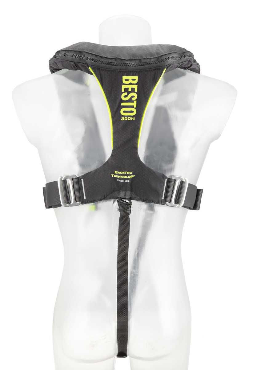 Besto Ultimate Backtow 300N MH automatisch reddingsvest met harnas zwart/geel - Image 4