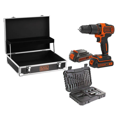 Black&Decker BDCHD18B2FC-QW 18 Volt Schroef-/klopboormachine met 32 Acc. en Flightcase - Image 2