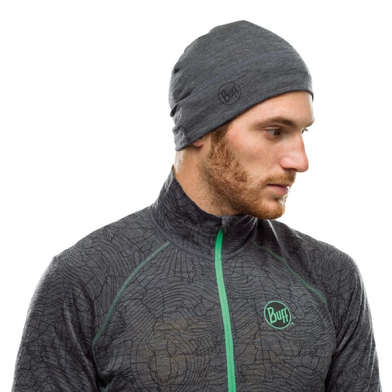 Buff Lightweight Merino Wol Hat Solid Grey muts - Image 2