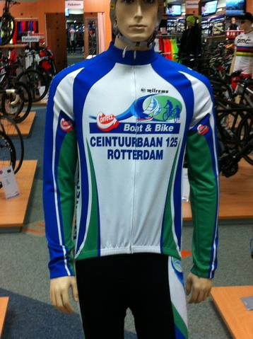 Correct Marine BOAT & BIKE fietsshirt lange mouwen wit met blauw heren