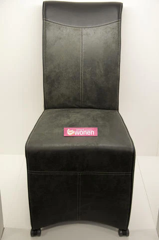 CSW Xala stoel met hoge rug, parketwielen, PU top en RVS handgreep - Image 3