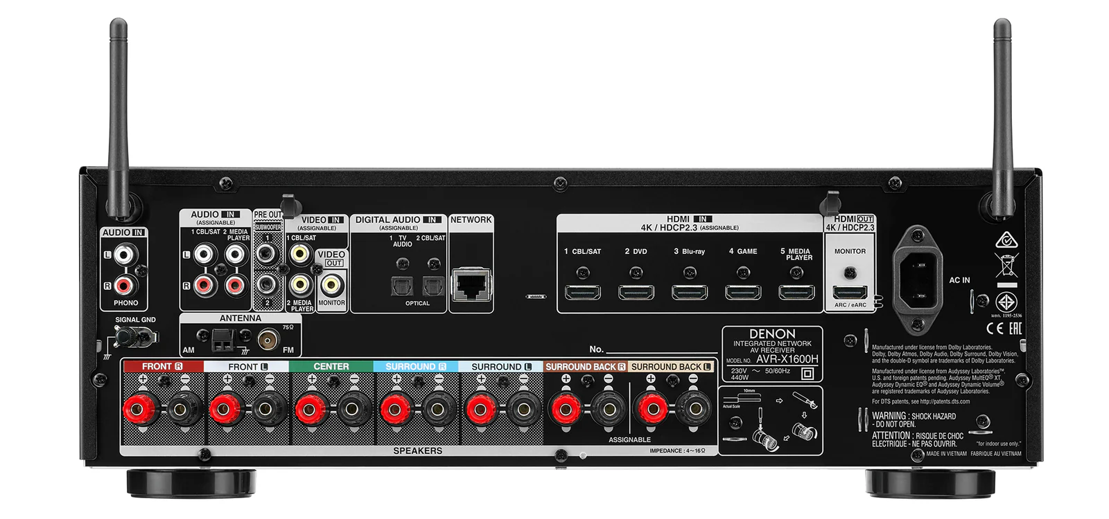 Denon AVRX1600HDABBKE2 Receiver Surround - Image 3