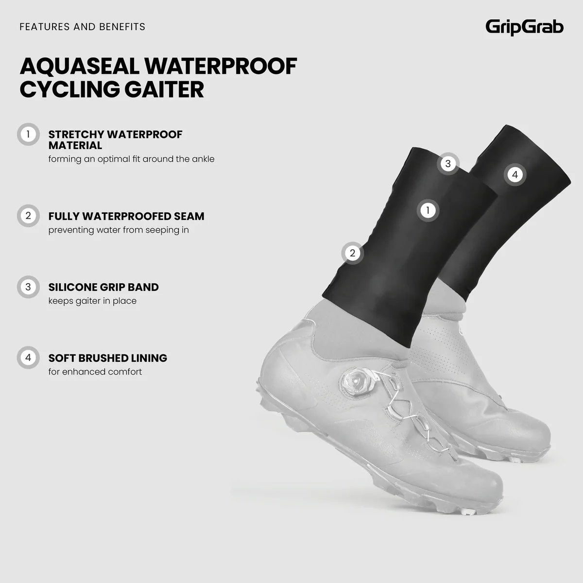 GripGrab AquaSeal Waterproof Cycling Gaiter zwart - Image 4