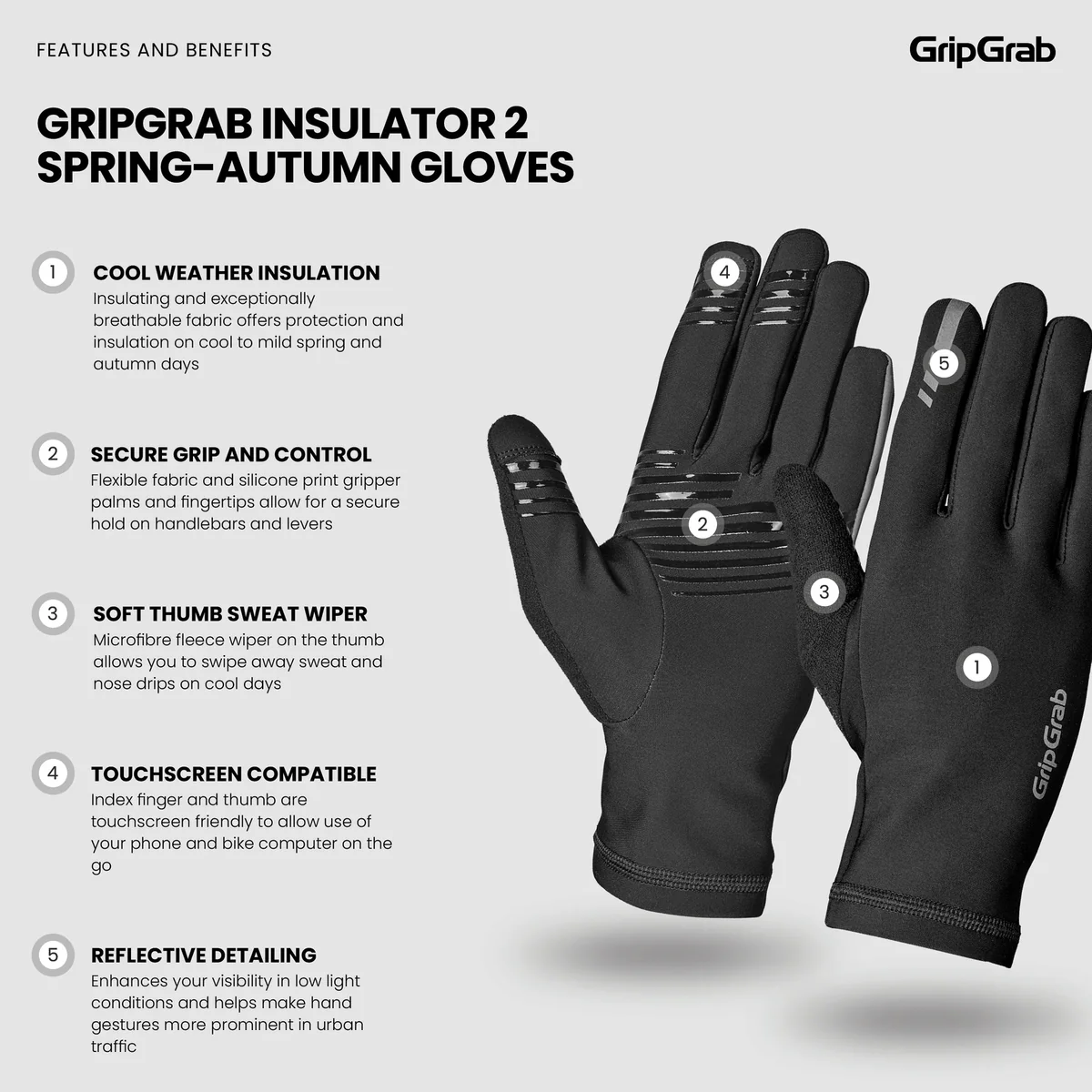 GripGrab Insulator 2 lente-herfst fietshandschoenen zwart - Image 6