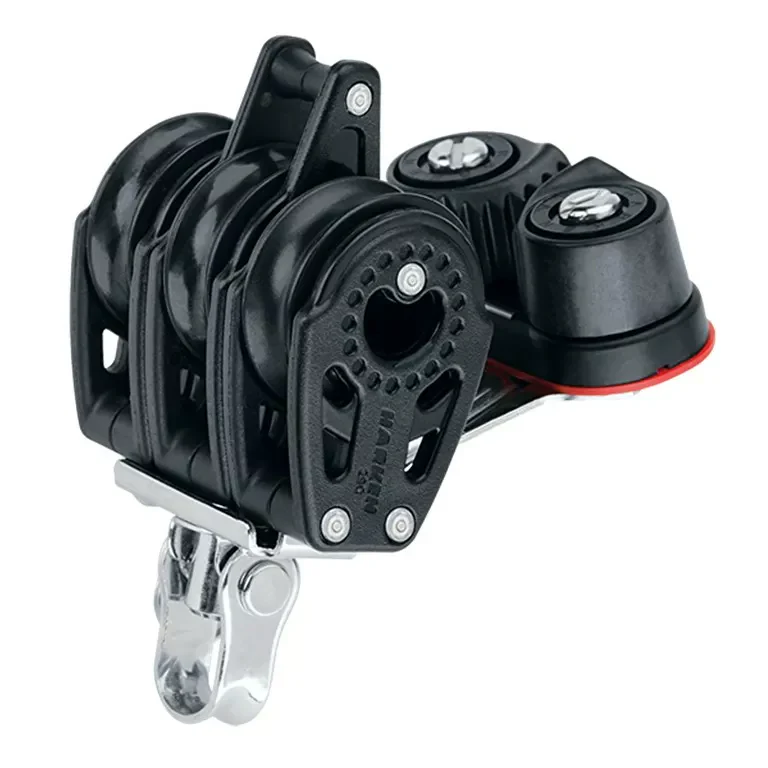 Harken 347 3-schijfs 29C Carbo blok met hondsvot en klem
