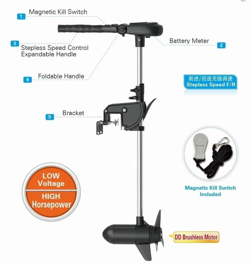 Haswing Protruar 5.0 pk 24 volt elektrische buitenboordmotor - Image 4