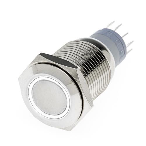 Hollex Aan/Uit Drukknop RVS 24V LED wit
