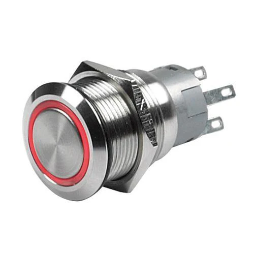 Hollex Aan/Uit Drukknop RVS 24V LED rood