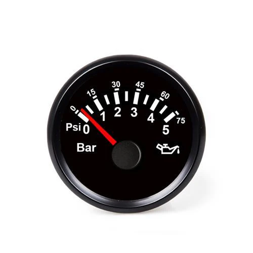 Hollex Oliedrukmeter 12/24 Volt 0-5 Bar zwart