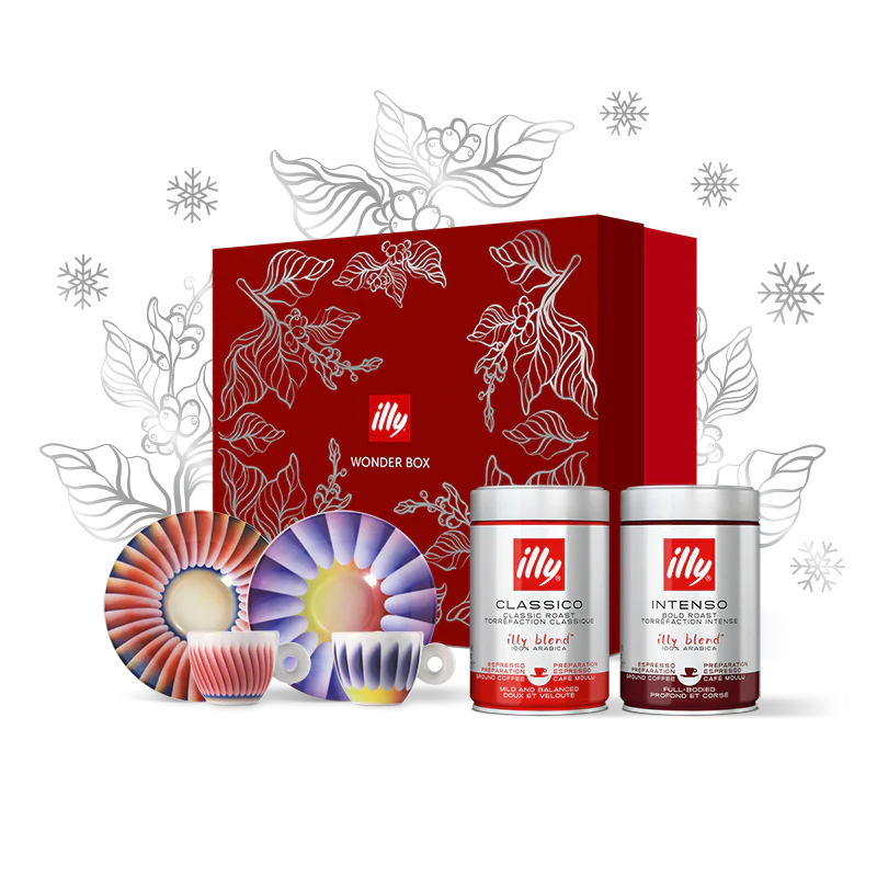 Illy Discovery Box intenso 250 gram, 2 espresso en 2x Judy Chicago kopjes