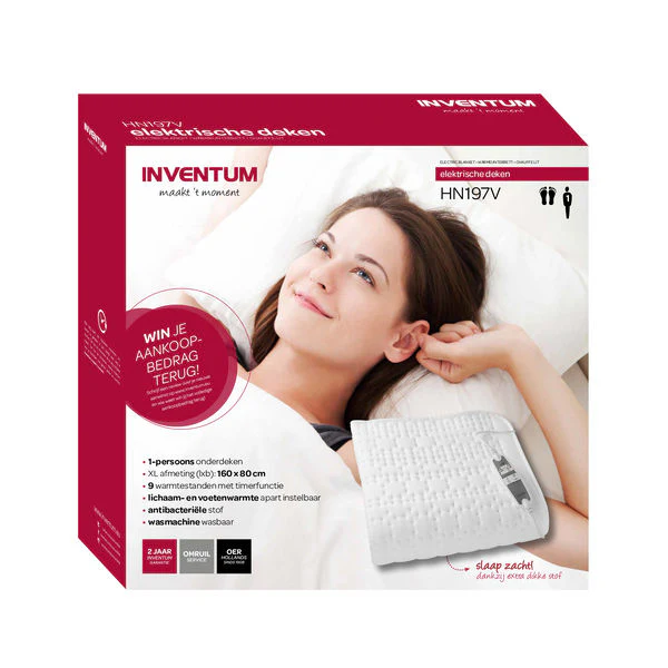 Inventum HN197V wit 1-persoons deken met 2 zones, 9 standen, schakelt automatisch af - Image 4