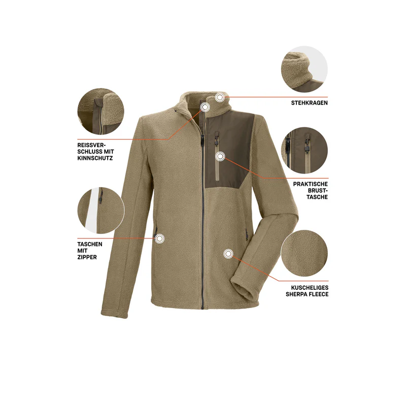 Killtec KOW 105 Sherpa Fleece Vest Heren - Taupe - Image 5