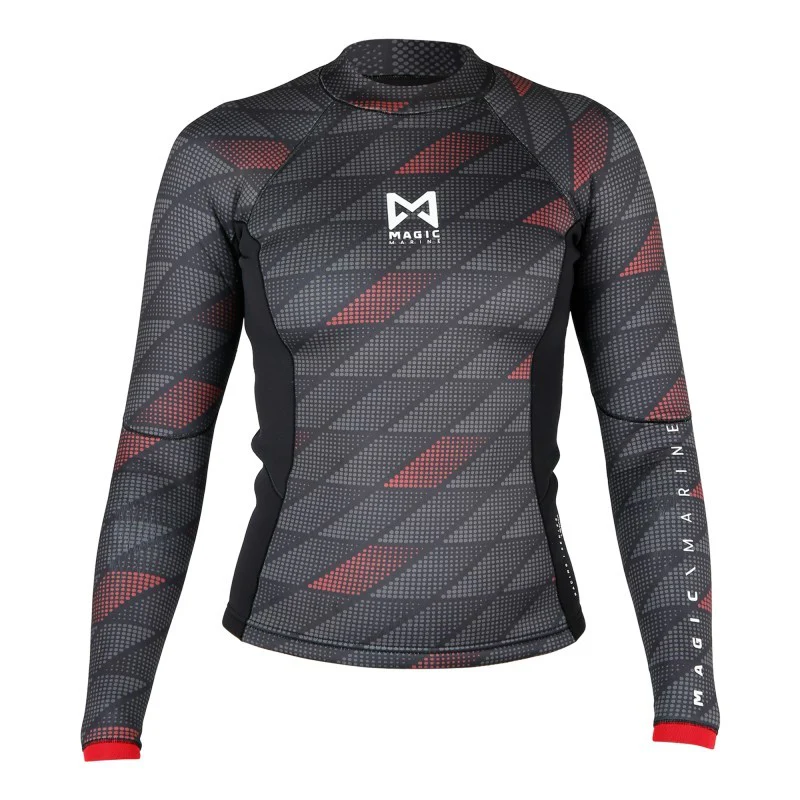 Magic Marine Racing Vest L/S Neoprene Summer 1,5 mm Flatlock wetsuit top dames zwart