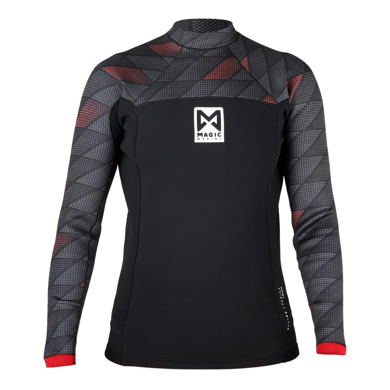 Magic Marine Racing Vest L/S Neoprene Summer 1,5 mm Flatlock wetsuit top heren zwart