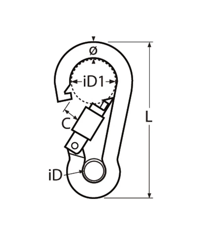 Marinetech 8232410 100 Karabijnhaak met Kous en Borgsluiting 10x100 mm BL: 1.150kg - Image 2