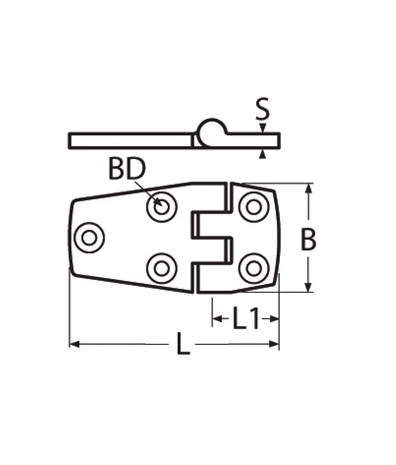 Marinetech Deurscharnier 56x38 mm afmetingen 56x38x4mm - Image 3