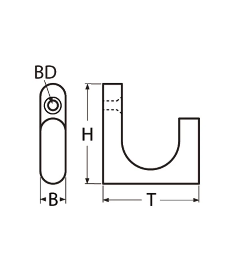 Marinetech Kledinghaak 35x33 mm Gepolijst - Image 2