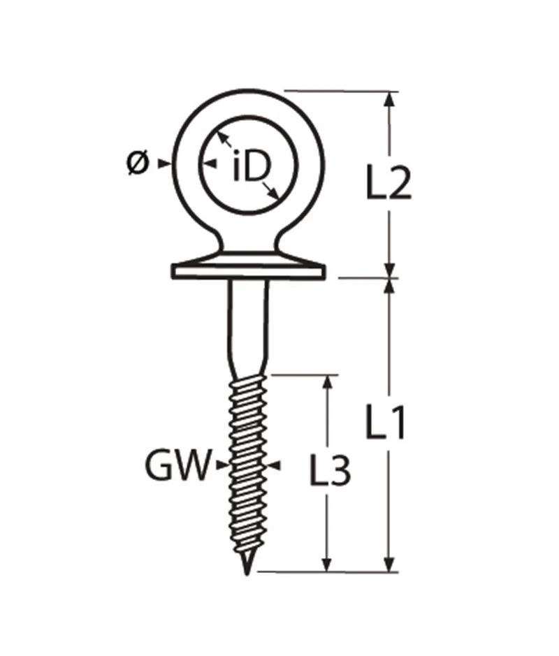Marinetech Oogbout 6x60 mm met kraag en houtdraad - Image 2