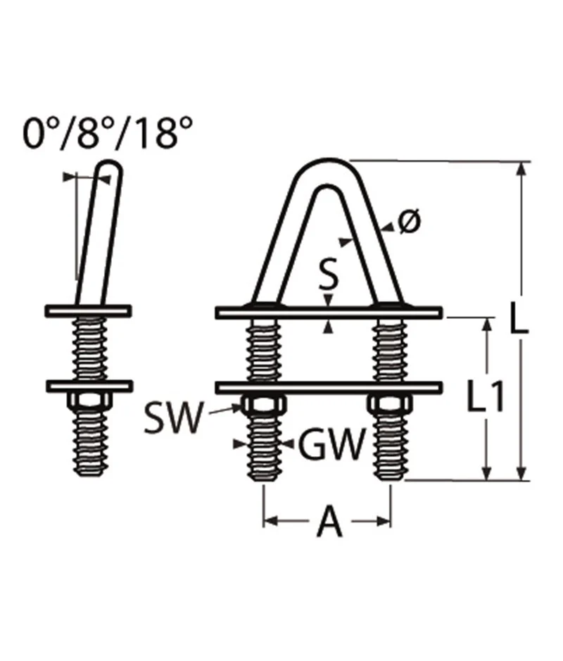 Marinetech Putting M8 8° met twee Contraplaten - Image 2
