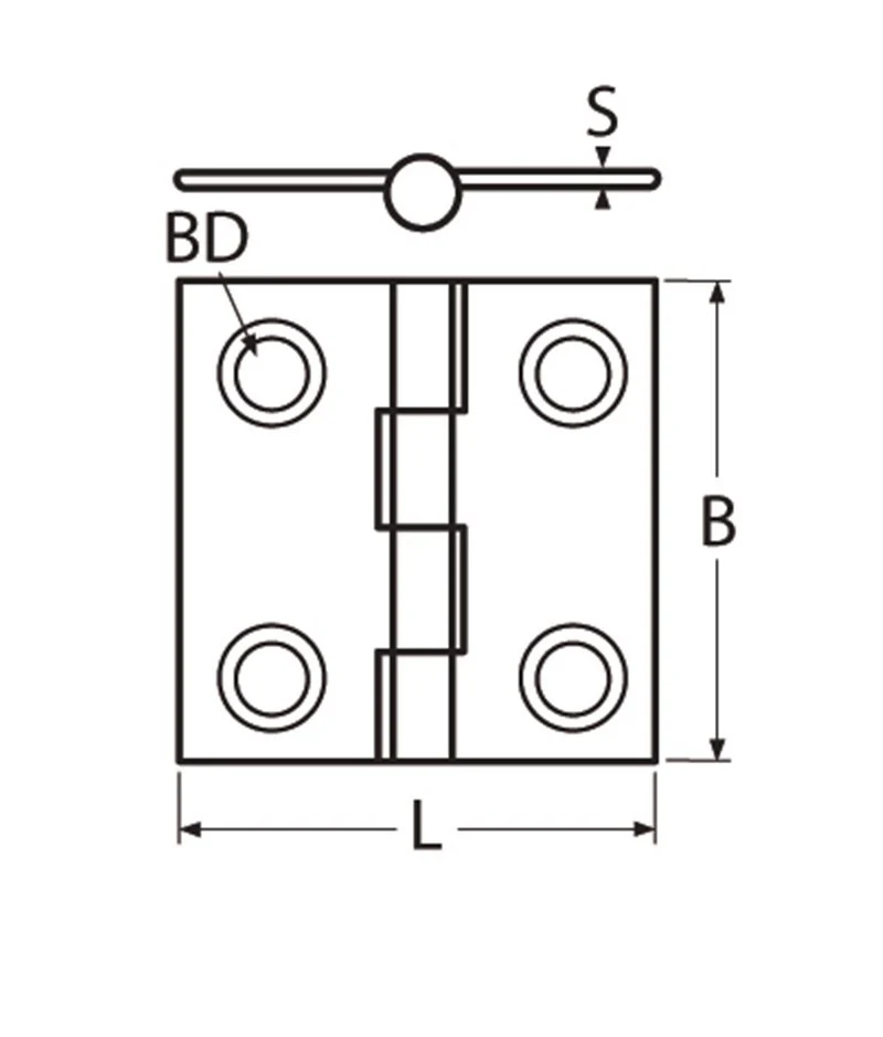 Marinetech Scharnier 38x38 mm afmetingen 38x38x4mm - Image 2