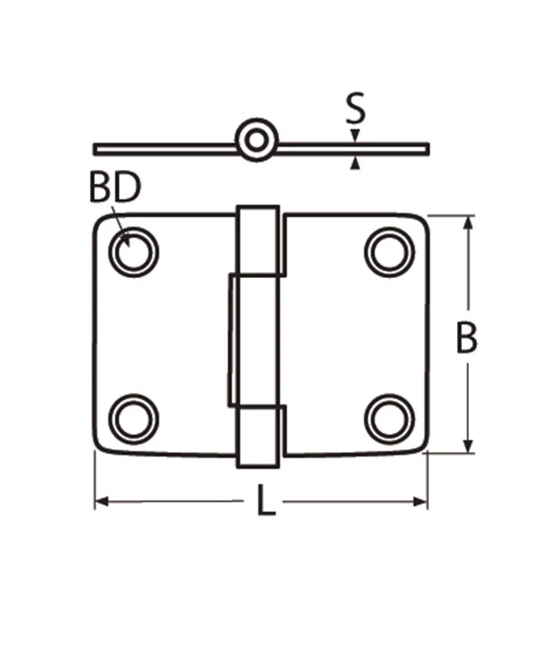 Marinetech Scharnier 49x37 mm afmetingen l x b x dikte: 49x37x2mm - Image 2