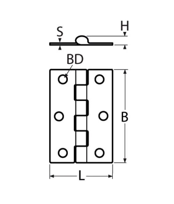 Marinetech Scharnier 50x35 mm afmetingen l x b x dikte: 50x35x1.7mm - Image 2
