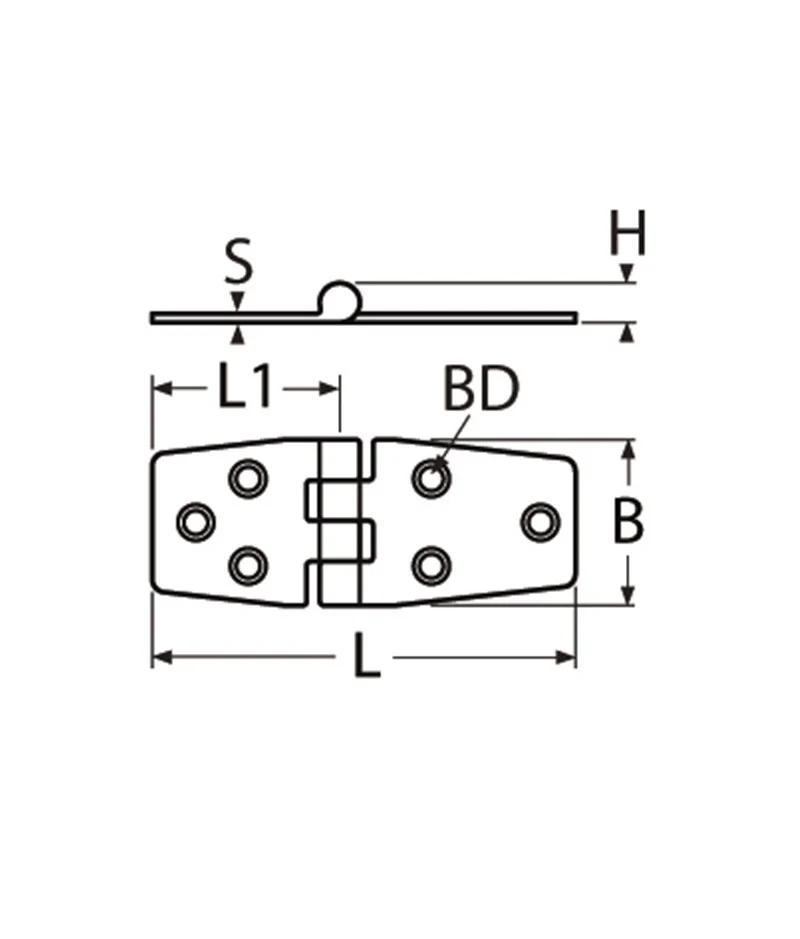 Marinetech Scharnier 68x38 mm afmetingen l x b x dikte: 68x38x2mm - Image 2