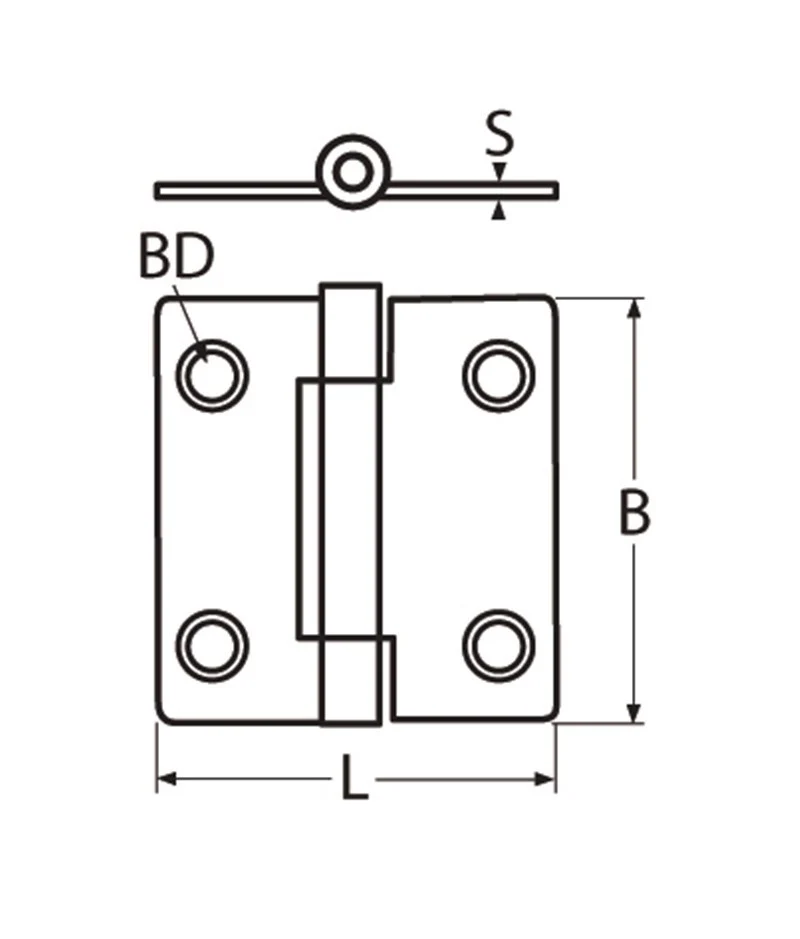 Marinetech Scharnier 75x70 mm afmetingen l x b x dikte: 75x70x3mm - Image 2