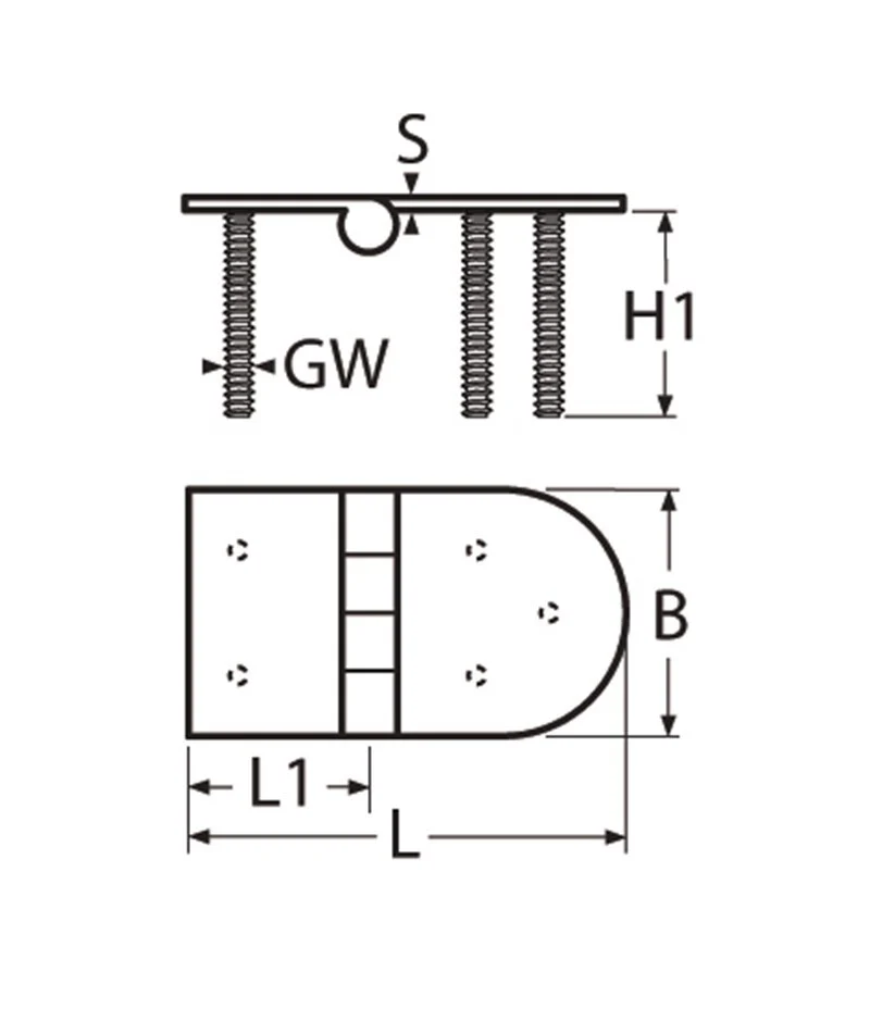 Marinetech Scharnier Gegoten afmetingen l x b x dikte: 76x40x4mm met 45mm M6 draad - Image 2
