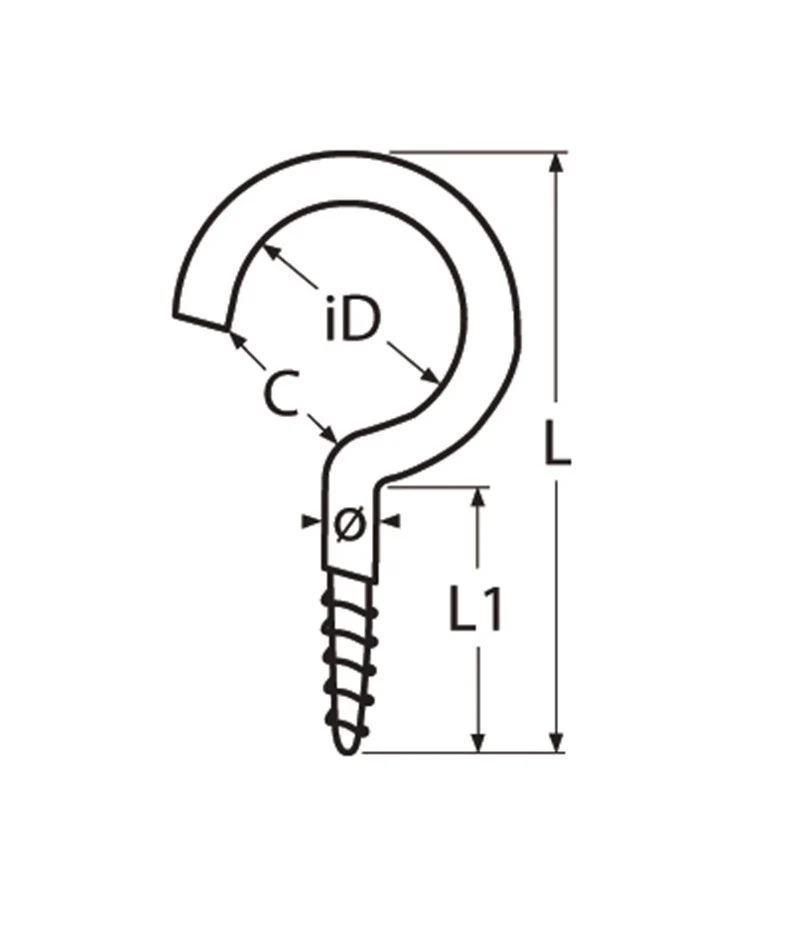 Marinetech Schroefhaak 3,3x50 mm Gebogen - Image 2