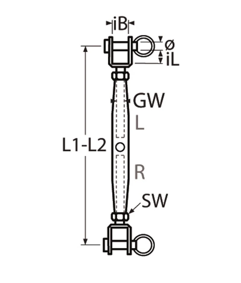 Marinetech Wantspanner M8 Gaffel-Gaffel Gelast BL: 1750kg - Image 2