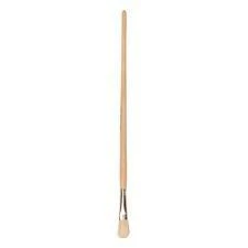 Master Lyonpenseel Plat No.4 wit haar, ongelakte houten steel