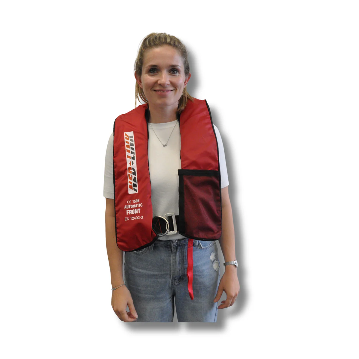 Ned-Link 150N MH automatisch reddingsvest met harnas rood - Image 2