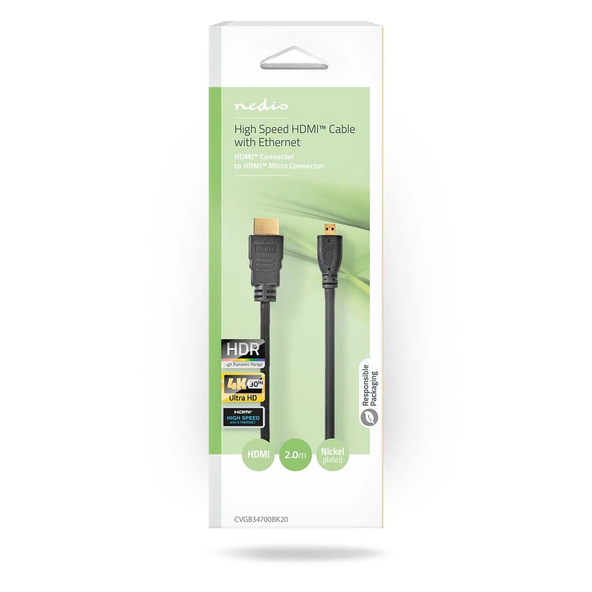 Nedis HDMI naar HDMI micro High Speed HDMI kabel met ethernet - Image 3