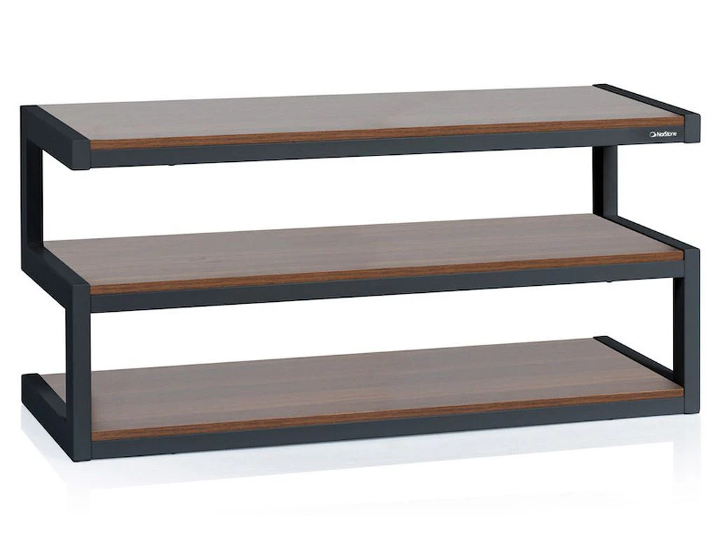 NorStone ESSE AV zwart/walnoot Audio TV meubel met drie plateau's