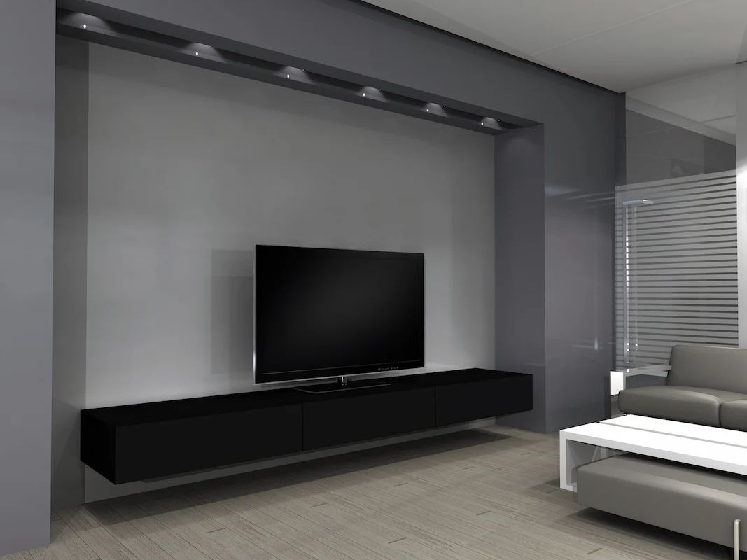 NorStone KHALM 140 zwart TV meubel met glazen voorplaat/klep - Image 3