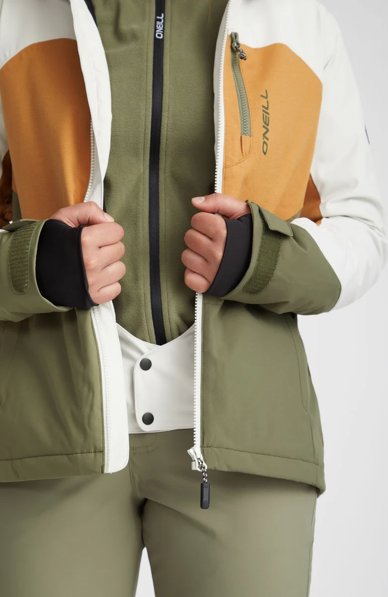 O'Neill Carbonite Ski Jas Dames - Beige/Groen/Wit - Image 6