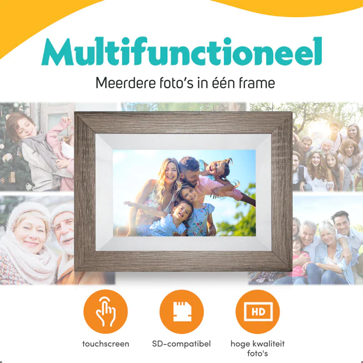 Pora & Co Digitale fotolijst 8 inch met Wifi en Frameo app donkerbruin - Image 3