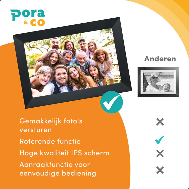 Pora & Co Digitale fotolijst 10 inch met WiFi en Frameo App zwart - Image 7