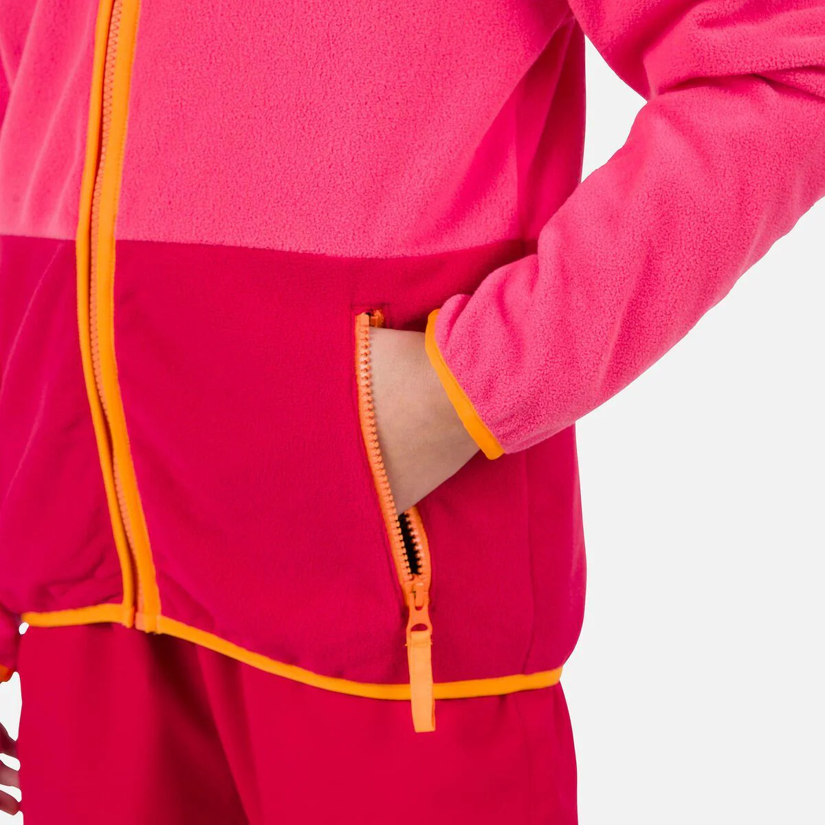Rossignol Jr Strawpile FZ kinder fleece vest roze - Image 5