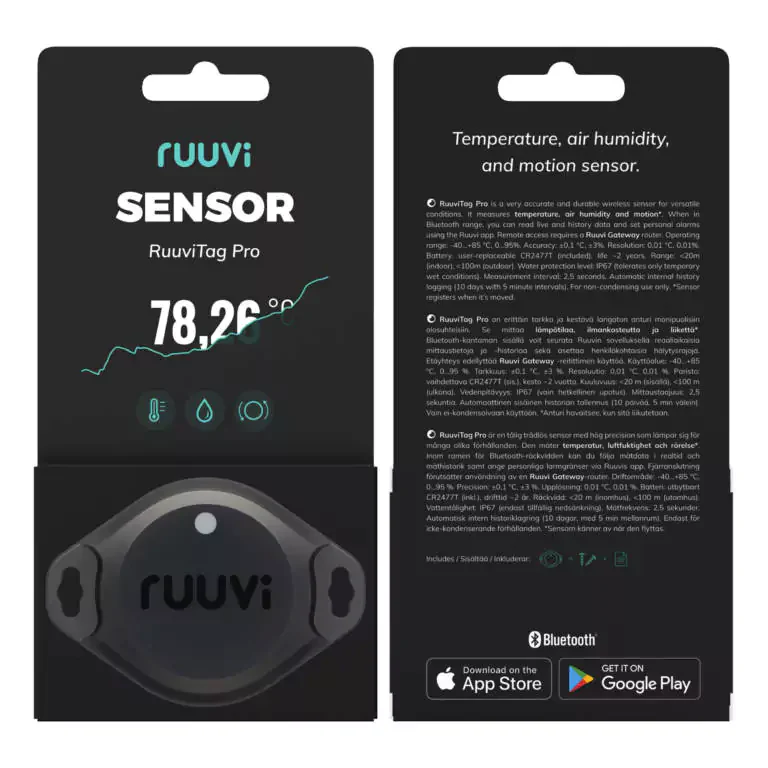 RuuviTag Pro Sensor 3in1 draadloze temperatuur-, luchtvochtigheids- en bewegingssensor - Image 4