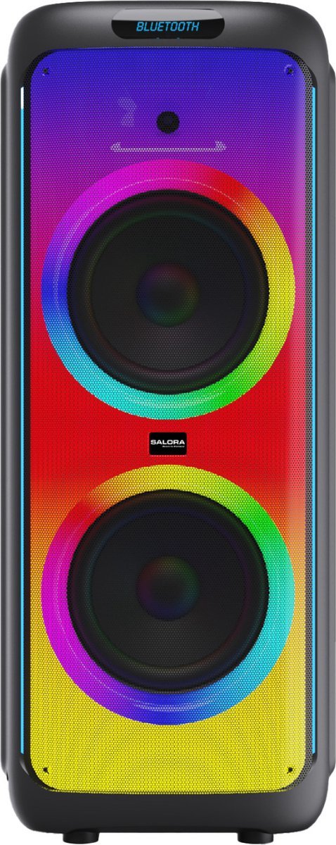 Salora Partyspeaker 1200 met verlichting en ingebouwde accu