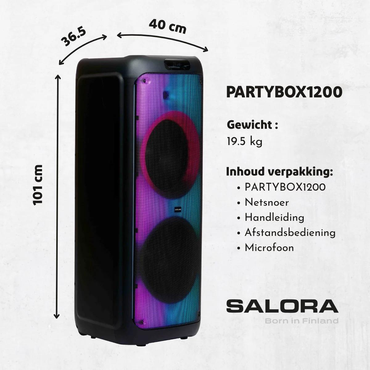 Salora Partyspeaker 1200 met verlichting en ingebouwde accu - Image 2
