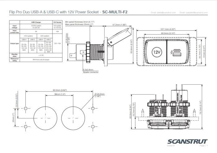 ScanStrut Flip Pro Duo USB-A en USB-C aansluiting en 12V contactdoos - Image 5