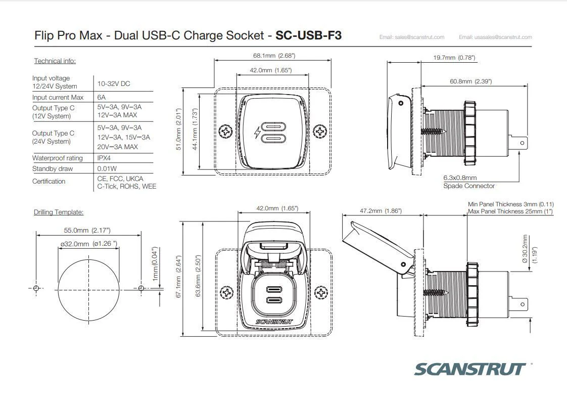 ScanStrut Flip Pro Max snellader IPX4 waterdicht 2 USB-C aansluiting 12-24 V - Image 7